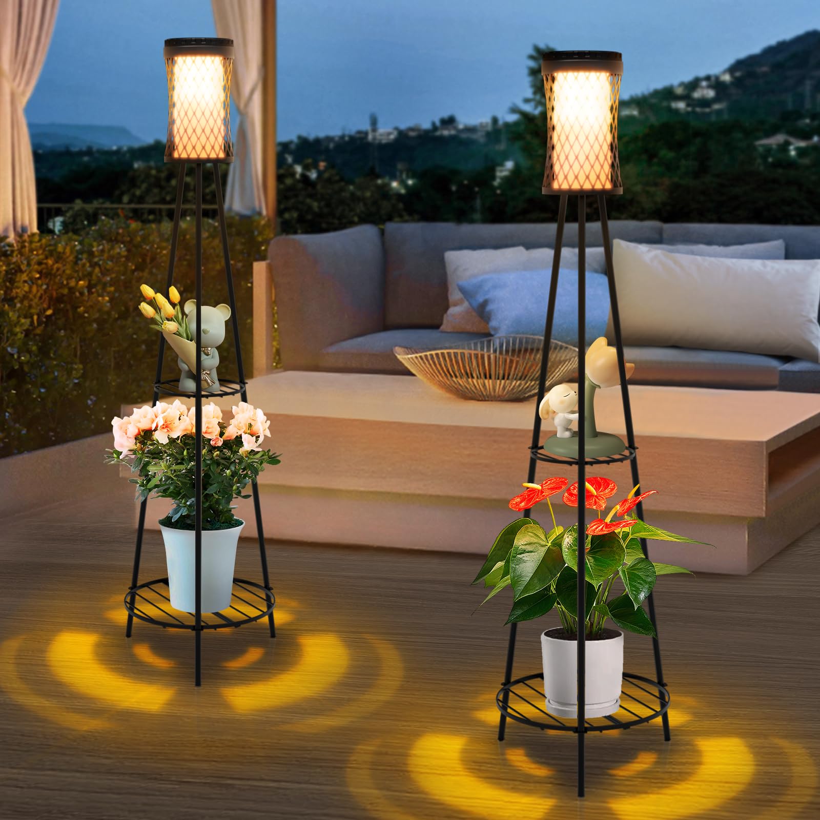 Aialun Outdoor Solar Floor Lamps with USB Charging, 45.67 Inch